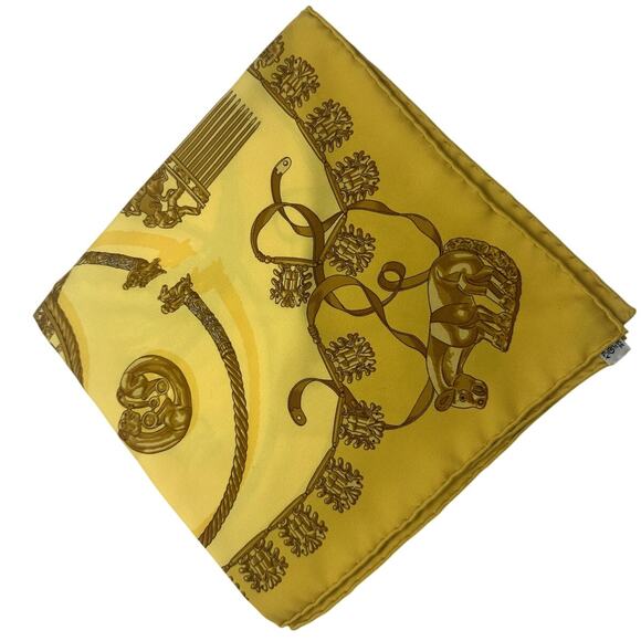 HERMES LES CAVALIERS D'OR 100% Silk Square 45 (RARE) - Picture 4 of 7